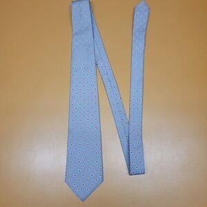 Mens Blue Geometric Pattern Polyester Necktie Made in USA